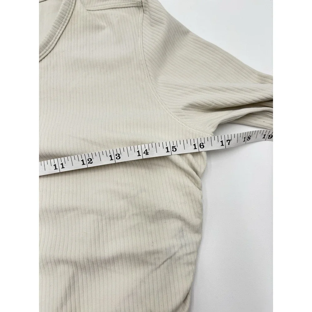 Lululemon Ribbed Ruched Side Long Sleeve Top Ivory Cream Fitted Women's